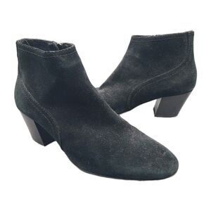 Aquatalia Boots Womens Casual Zip Ankle Bootie Black Suede Heels Italy Sz 7.5